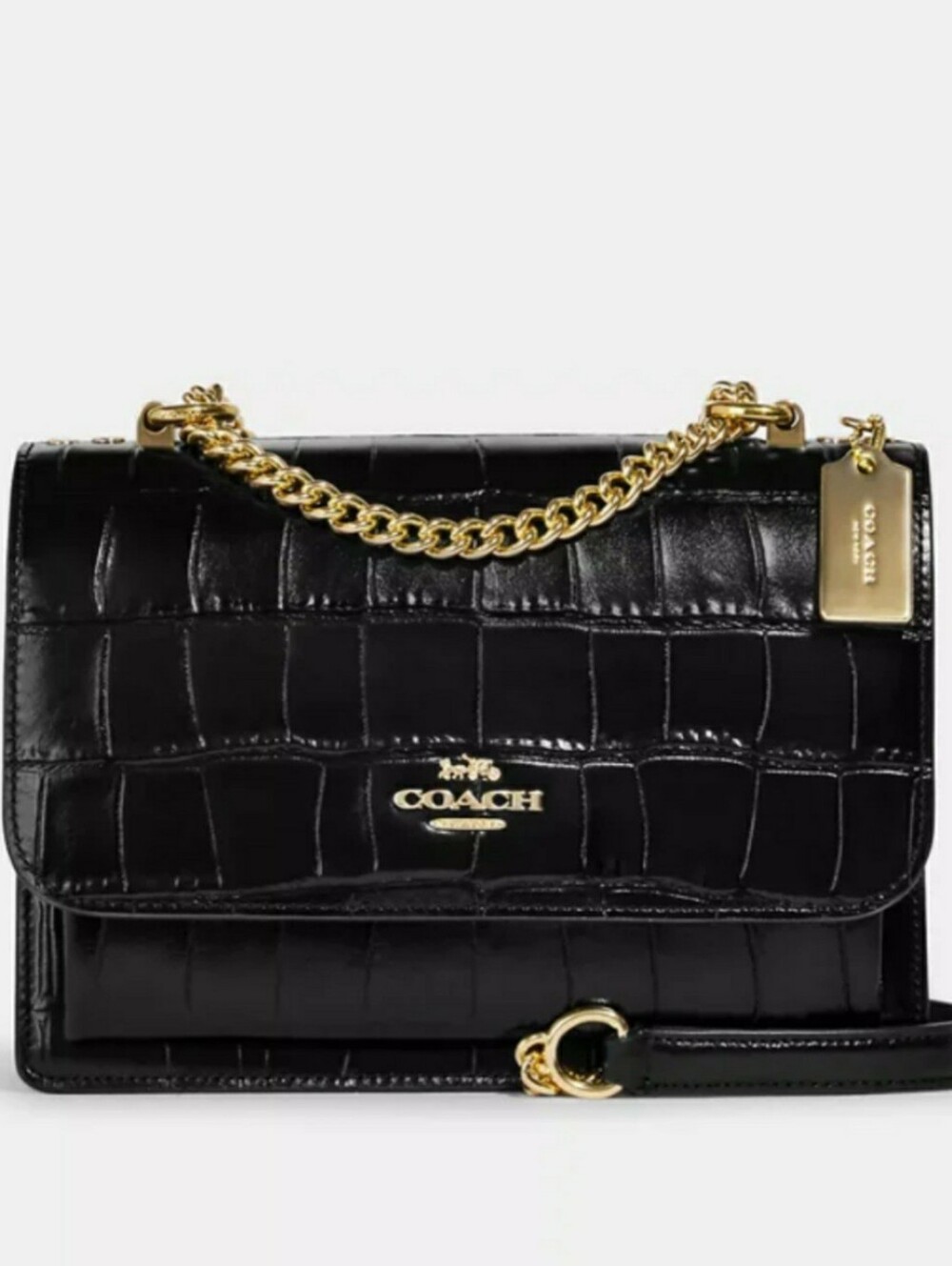 Coach Klare Croco Leather Crossbody Bag Purse Black